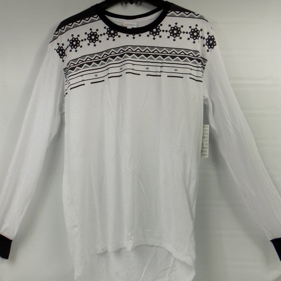 LuLaRoe Tops - LuLaRoe Hudson Long Sleeve Snowflake Design Top DEFECT - READ DESCRIPTION Size S